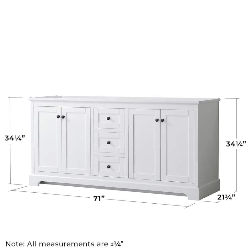 Wyndham Collection Avery 72" Double Free Standing Vanity Cabinet Only