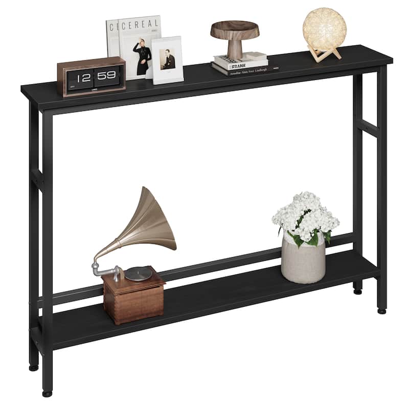 Narrow Console Table 2-Tier Sofa Table with Adjustable Shelf