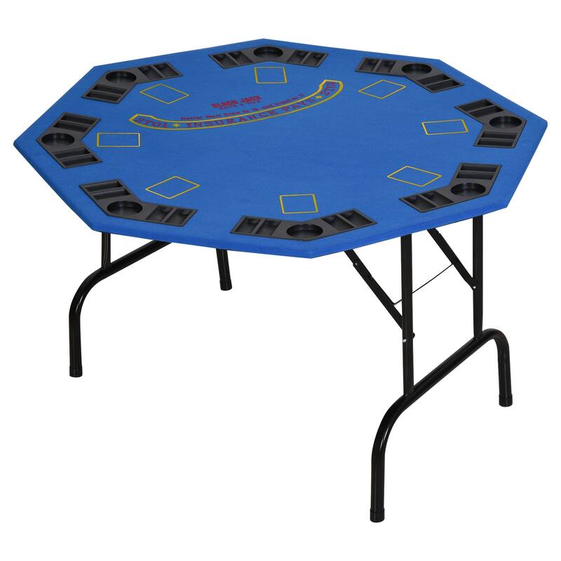 Soozier 47" 8 Player Folding Octagon Poker Table Blackjack Poker Game with Cup Holders