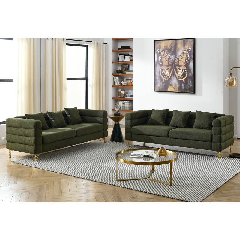 3-Seater + 3-Seater Combination Sofa - Teddy Fabric for Modern Homes