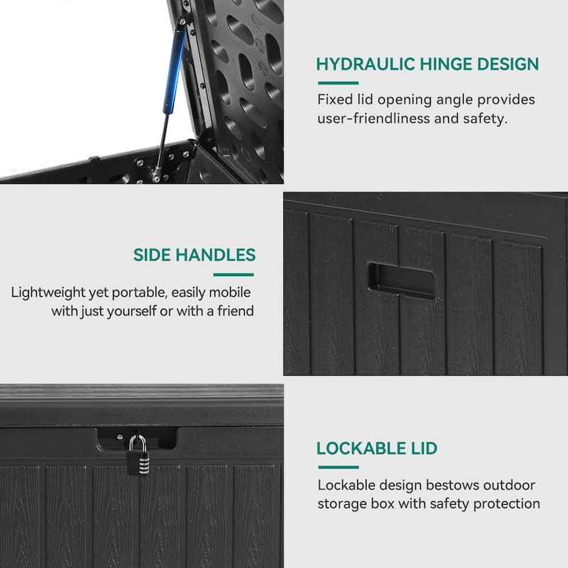 90 Gallons Water Resistant Resin Lockable Deck Box