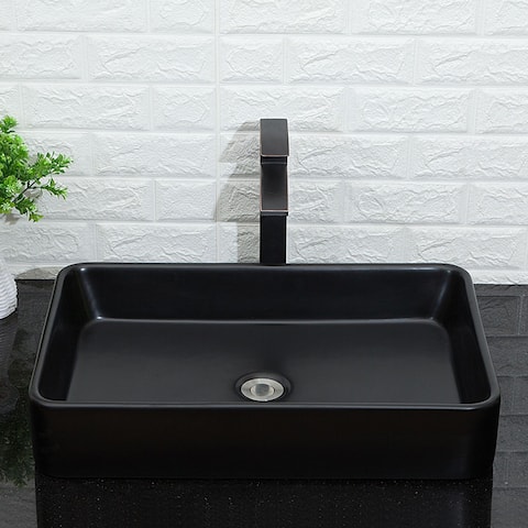 Black Ceramic Handmade Rectangular Vessel Bathroom Sink