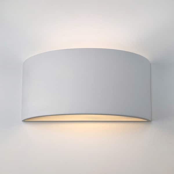 slide 2 of 9, 14.25"W Shield Nicosia Up Down Light Wall Sconce Damp Rated for Indoor or Covered Outdoor Use by A19 Bisque White