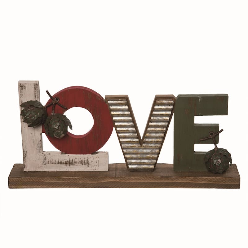 Transpac Wood 17.25 in. Multicolor Christmas Love Eclectic Letters Sign