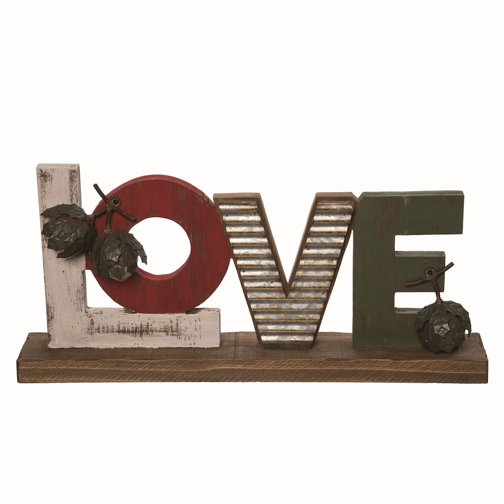 Transpac Wood 17.25 in. Multicolor Christmas Love Eclectic Letters Sign