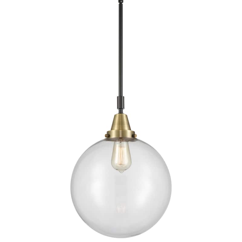 Innovations Lighting 447-1S-16-12 Beacon Pendant Beacon 12" Wide - Black Antique Brass / Clear