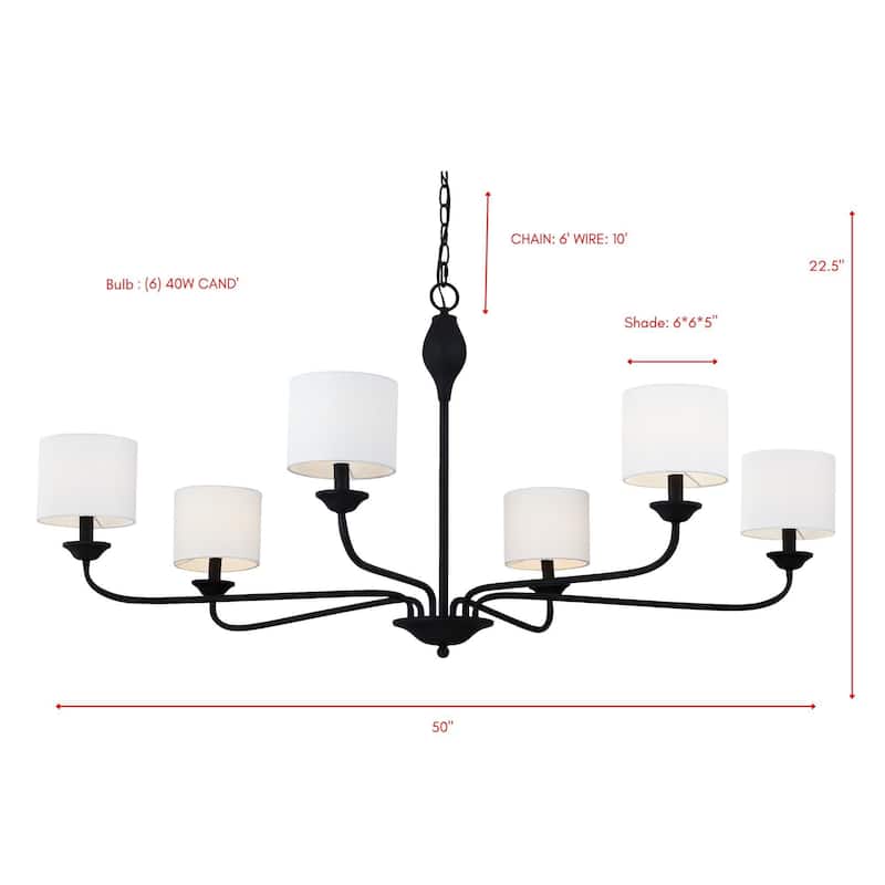 Monica 6-Light Chandelier, Black