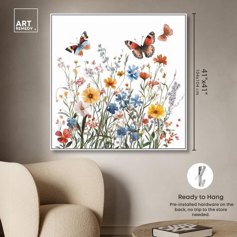 Garden of Fluttering Canvas by Art Remedy