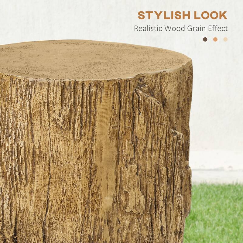 HOMCOM Decorative Side Table with Round Tabletop, Tree Stump Shape End Table with Wood Grain Finish, for Indoors and Outdoors