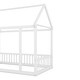 preview thumbnail 12 of 17, Twin Size Floor Wooden Bed with House Roof Frame and Safety Guardrails