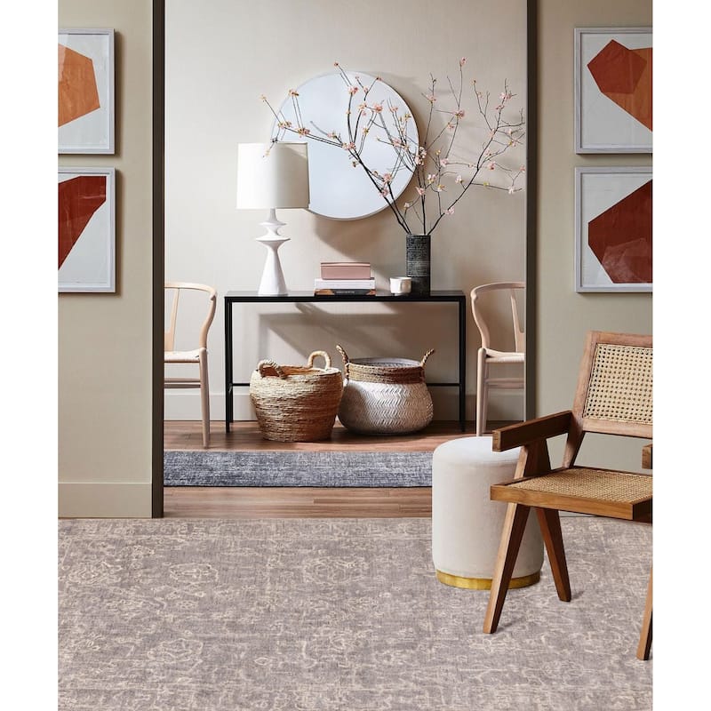 ECARPETGALLERY Hand-knotted Finest Oushak Dark Grey Wool Rug - 5'11 x 8'10