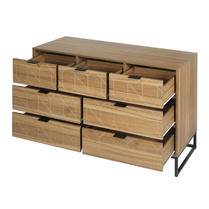 Modern 7 Drawer Dresser Wood Storage Cabinet for Bedroom