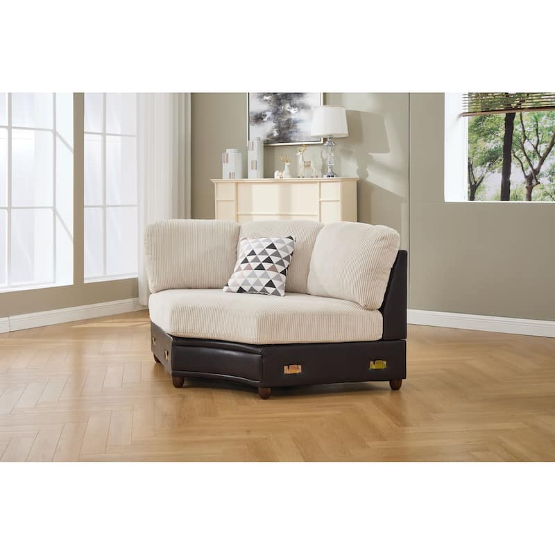 Oversized Corduroy With Faux Leather Modular Sectional