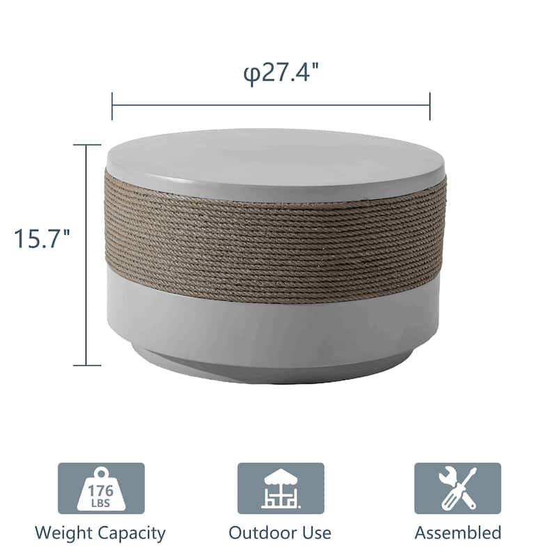 COSIEST Outdoor Patio Faux Stone Coffee Table