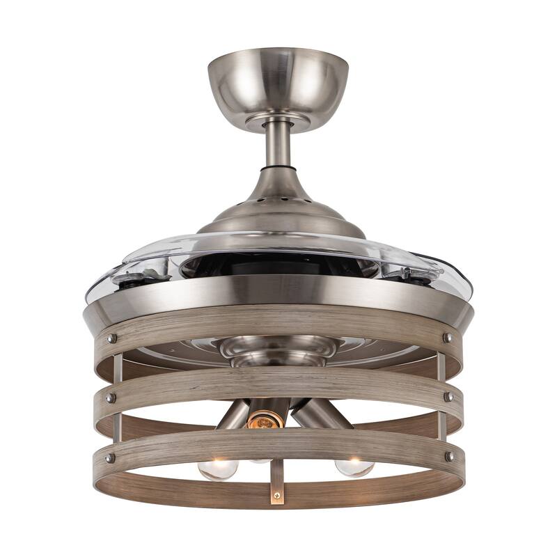 36" Farmhouse Retractable 3Blade Ceiling Fan Chandelier with Remote