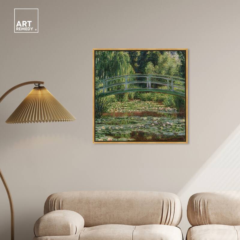 Art Remedy Monet The Japanese Footbridge And The Water Lily Pool Giverny Framed 1 Piece Canvas Wall Art