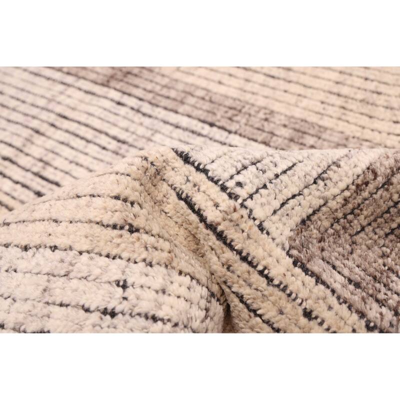 ECARPETGALLERY Hand-knotted Tangier Ivory, Light Khaki Wool Rug - 5'5 x 7'5