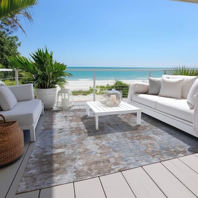 Machine Washable Indoor/ Outdoor Modern Ombre Chantille Rug