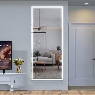 84 inch Rectangular Framed Dimmable Wall Mounted LED Bathroom Mirror in ...