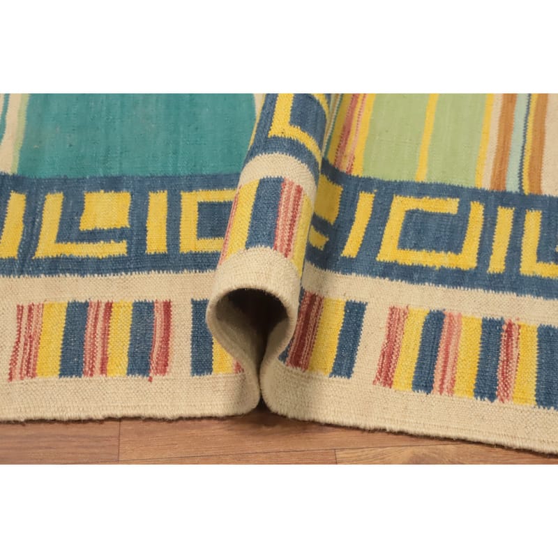 Hand Woven Oriental 100% Wool Carpet Southwestern Tribal Multi-Colored Kilim Area Rug - 5' 10'' X 4' 3''