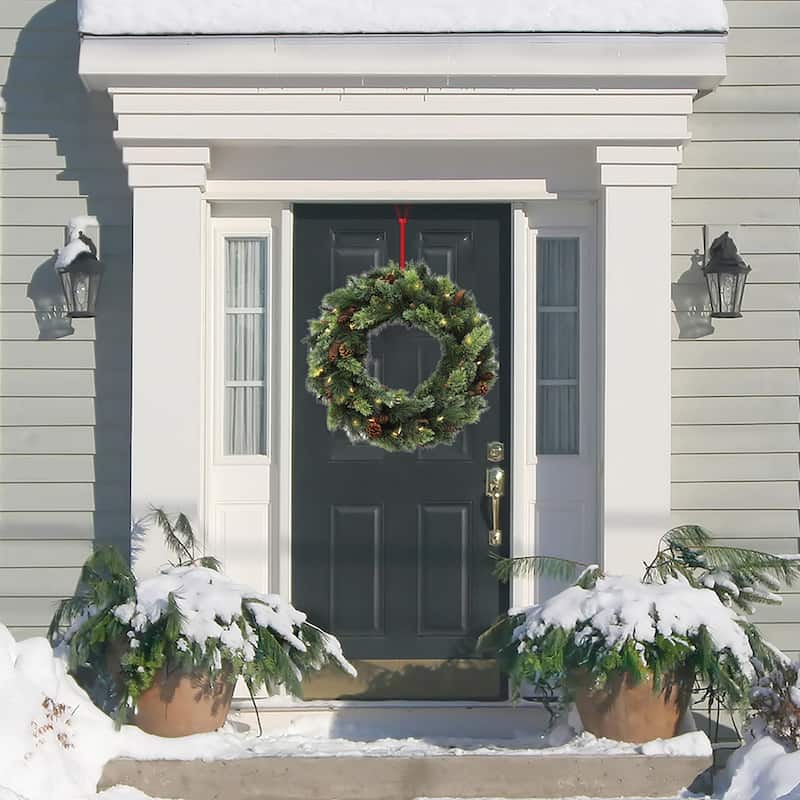 Christmas 2 ft. Killington Wreath 50 LED Lighted w/PineCones - 2 Ft.