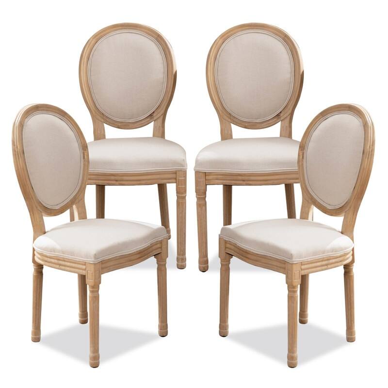 Upholstered French Style Nailhead Dining Chairs(Set of 4)