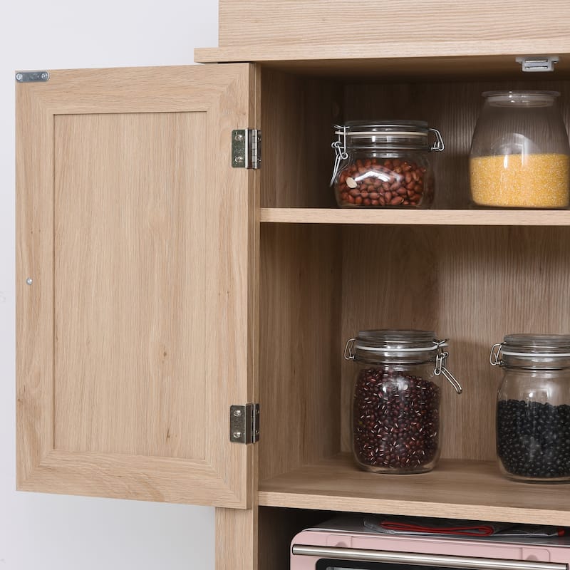 HOMCOM Traditional Freestanding Kitchen Pantry Cabinet Cupboard with Doors and Shelves, Adjustable Shelving