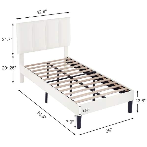 dimension image slide 2 of 10, Kids Bed Frame, Height Adjustable Upholstered Bed, Twin Size Bed Set of 2