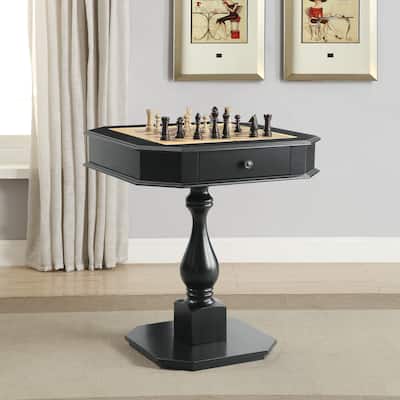 Bishop Black Finish Reversible Chess Checker Game Table w/Game Tray (Chess Fingures Not Included)