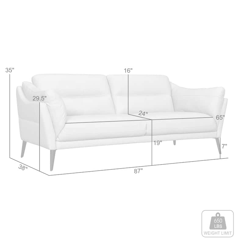Franz 87" Modern Leather Sofa