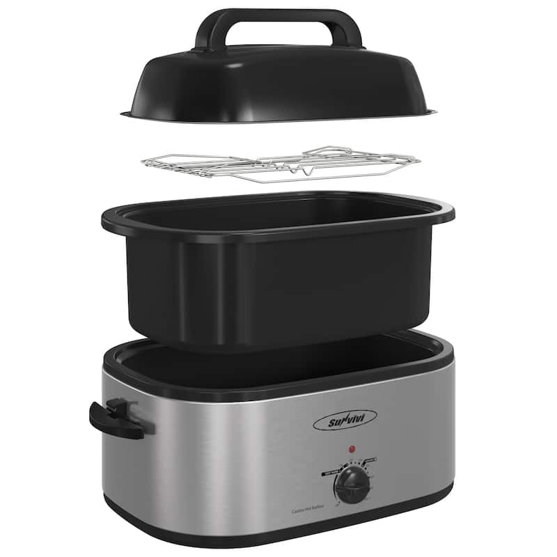 Royalcraft Roaster Oven with Removable Pan - 20QT - Silver