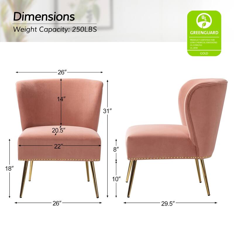 Celtia Modern Velvet Accent Side Chair with Nailhead Trim by HULALA HOME