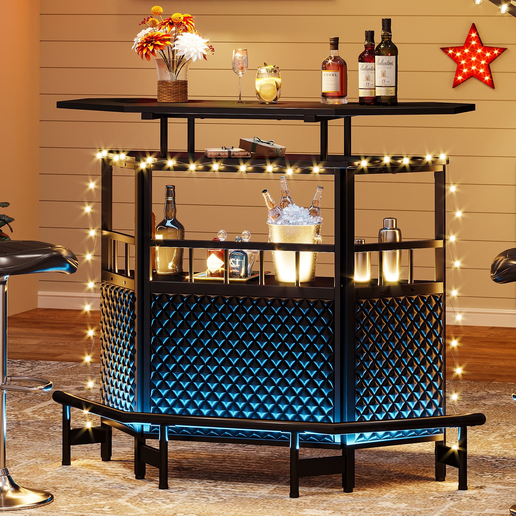 Mini Bar Liquor And Wine Rack Home Bar Cabinet Glass Bar Tables