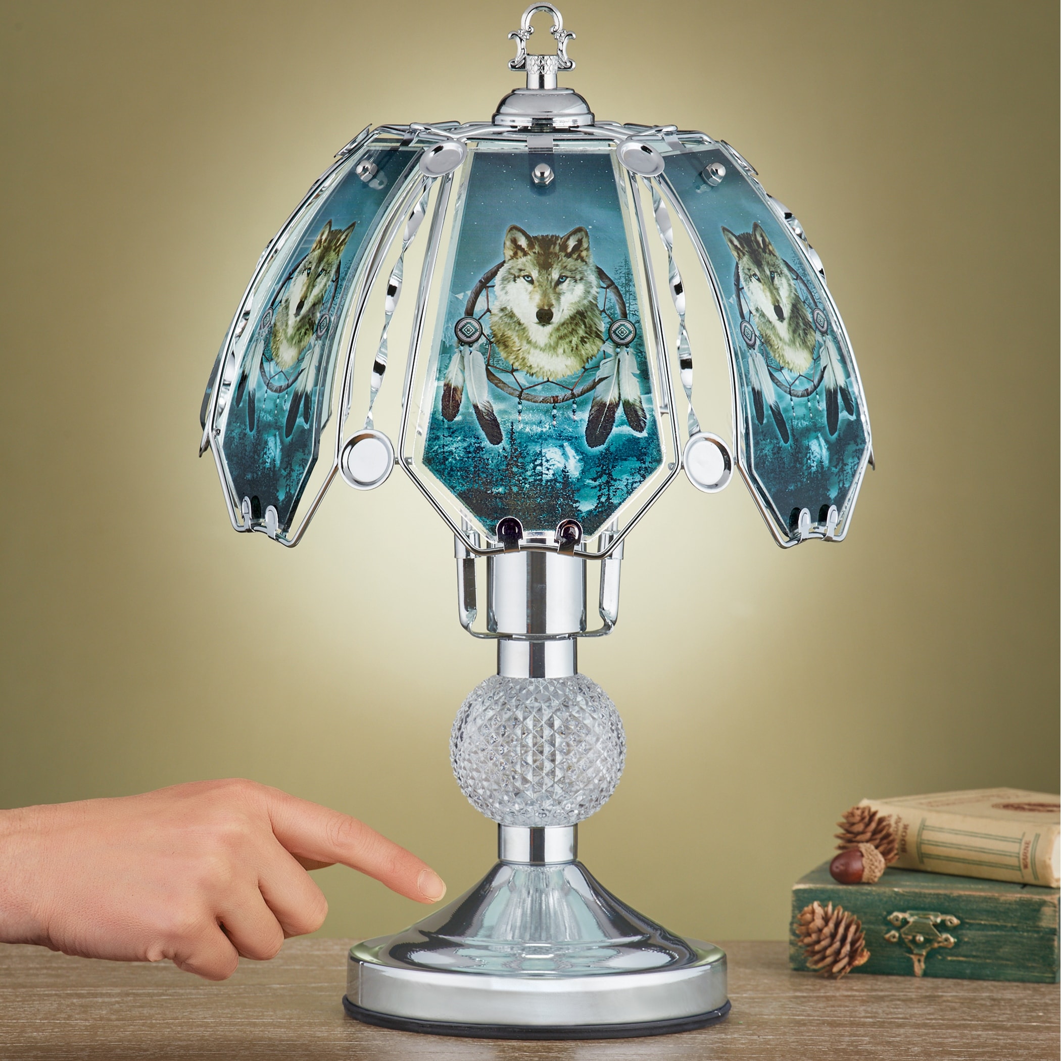 LAMP 20周年記念 7インチシングル Wolf Dreamcatcher Silver-Toned Touch Lamp - NO SIZE - Bed Bath