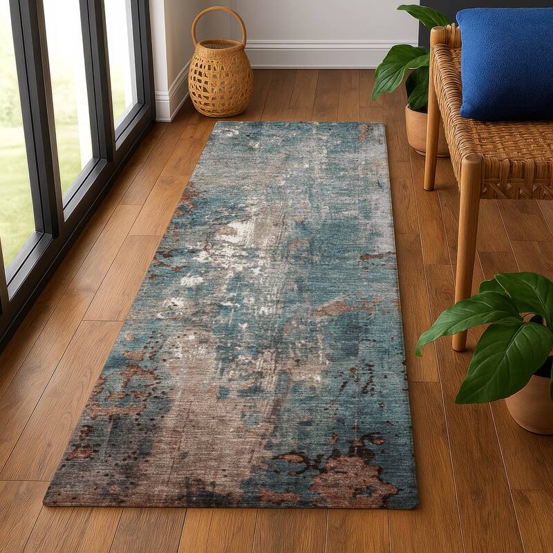 Premium Washable Super Soft Abstract Chic Mayfield Rug - Paprika - 2'3" x 7'6"