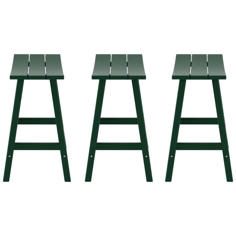 Polytrends Laguna Hdpe All Weather Outdoor Patio 24" Saddle Seat Counter Stool (Set Of 3)