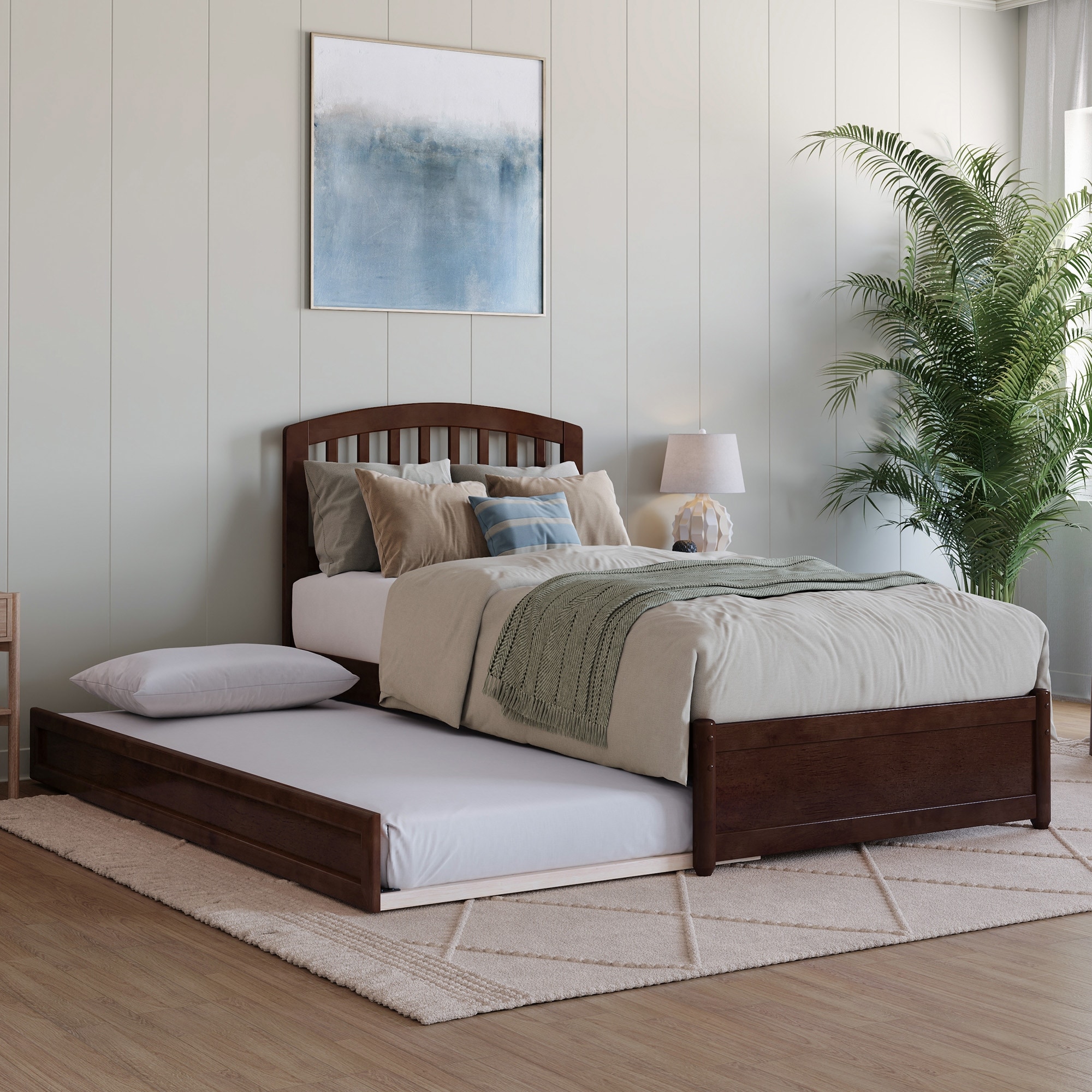 Lucia Platform Bed with Panel Footboard and Twin XL Trundle
