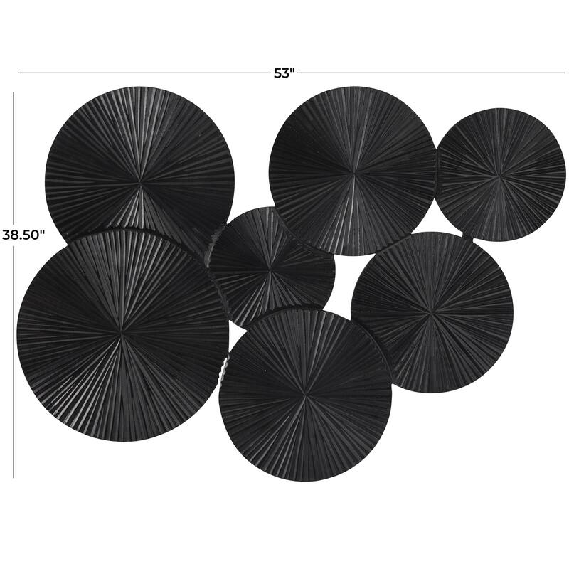 Wood Plate Carved Pinwheel Home Wall Decor - Black or White - Roche River Decor