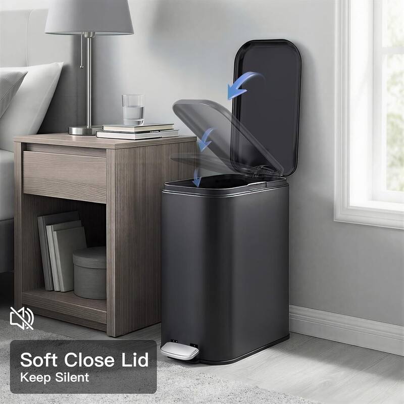 3.72 Gallons Trash Can, Step Garbage Can for Bathroom, Bedroom, Office, Kitchen