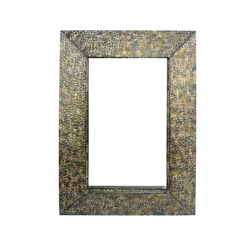 HomeRoots 34" Bronze Rectangle Accent Mirror Wall Mounted With Metal Frame - 31.5