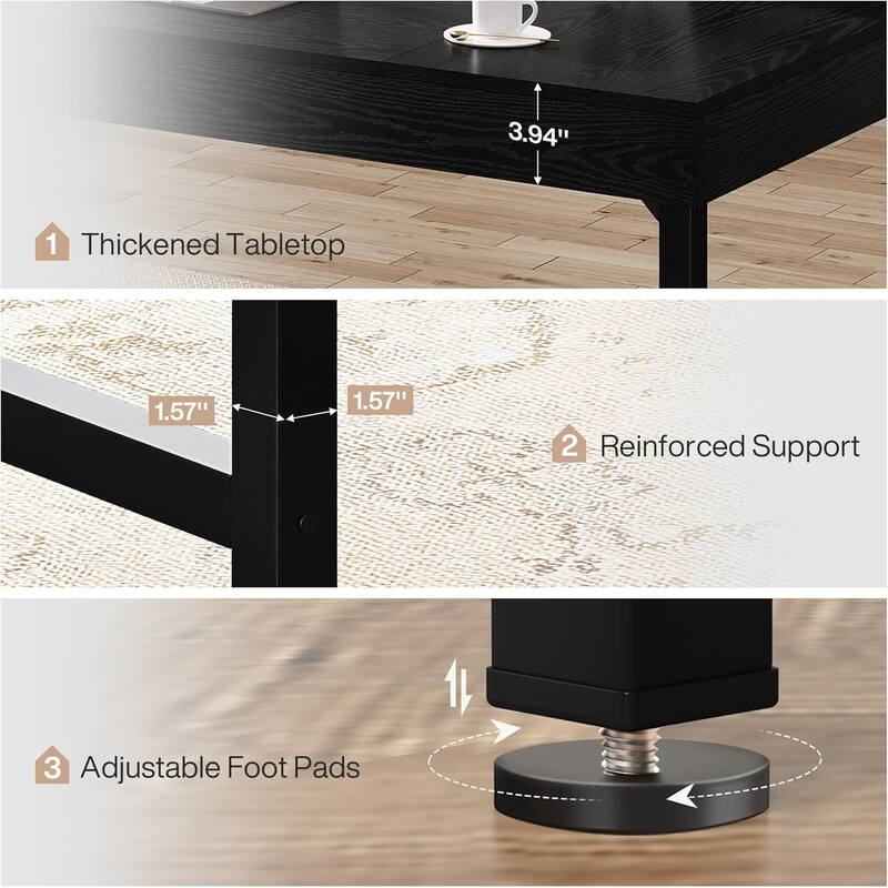 55" Industrial Executive Desk for Home Office, Rustic Computer Laptop Desk