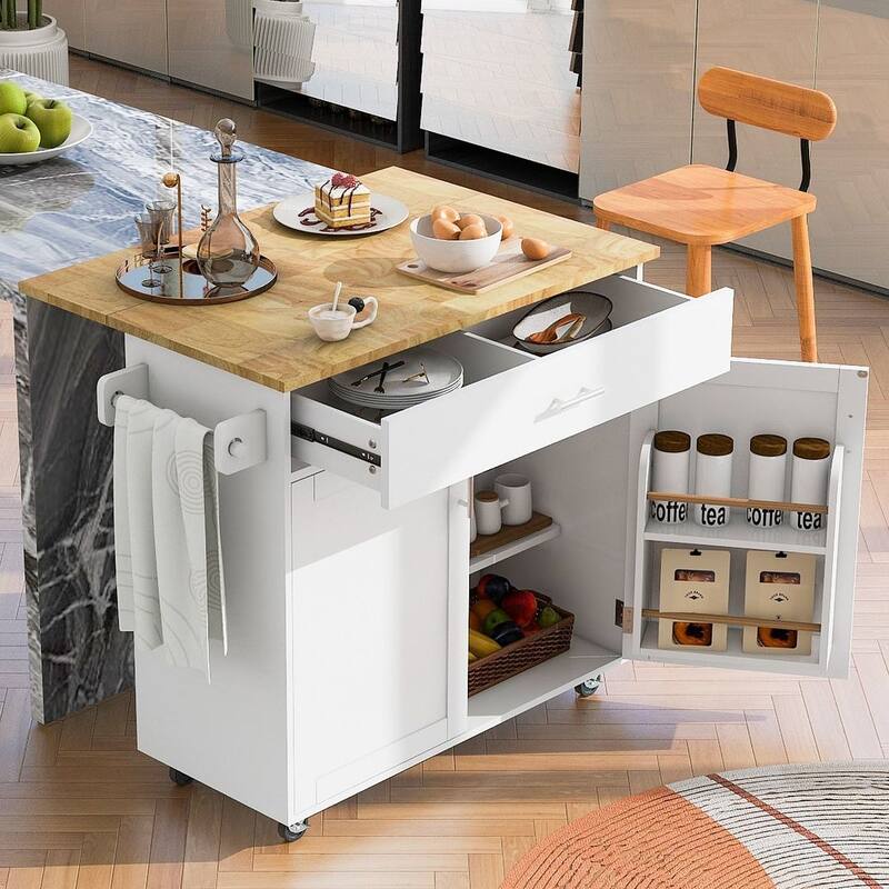 Rolling Kitchen Island Cart with Wheels , Drawer, Storage Racks