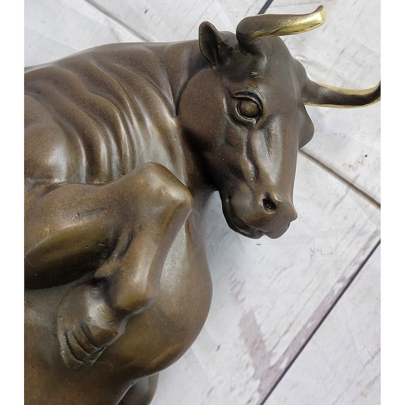 Charging Imitative Bull Bronze Metal Statue Sculpture Wall Street Stock Market Decor Original Art 10 Inches X 5 Inches