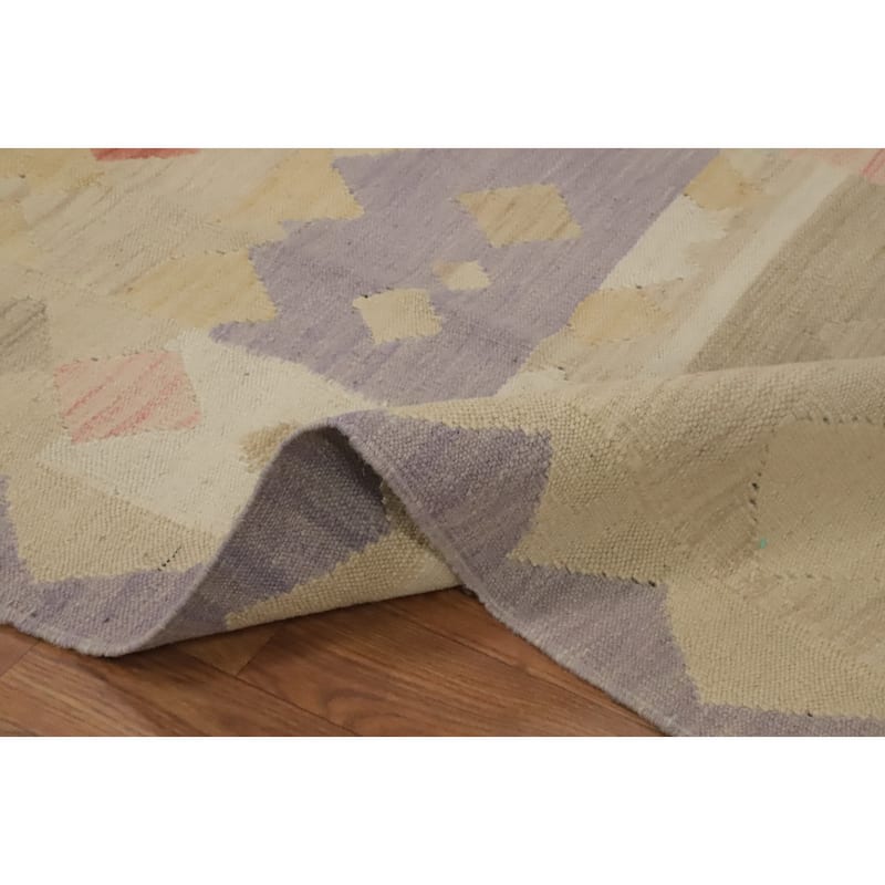 Hand Woven Oriental 100% Wool Carpet Southwestern Tribal Multi-Colored Kilim Area Rug - 8' 3'' X 5' 6''