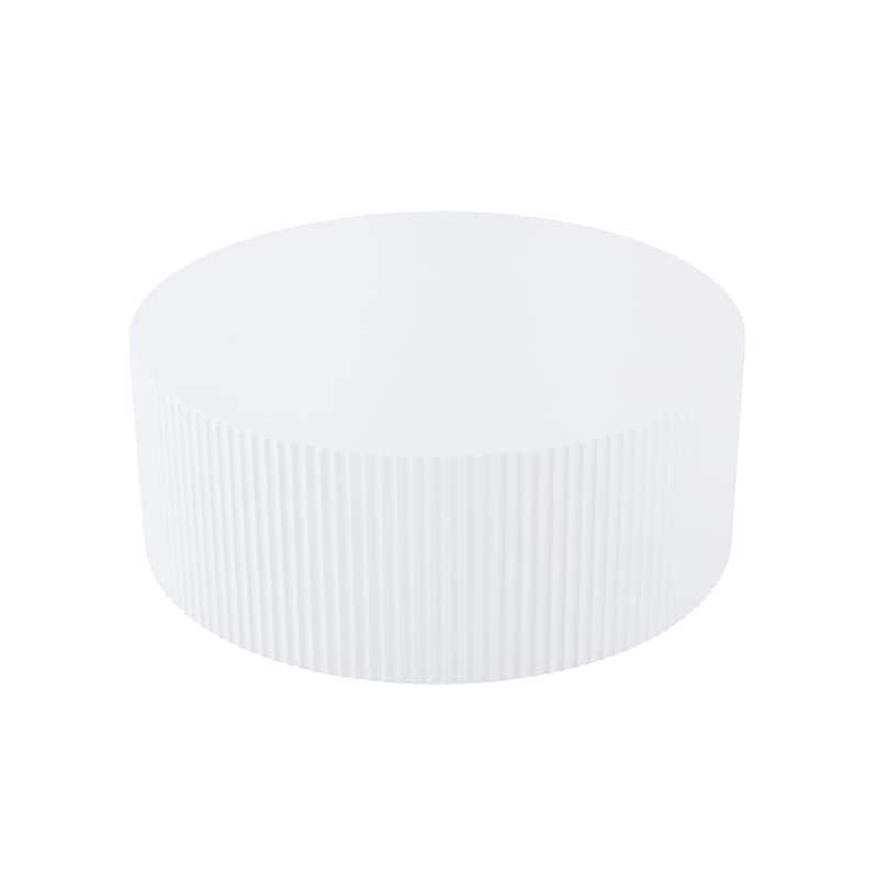 Low Round Coffee Table, Modern Accent Coffee Tables with Base, Wooden Circle Center Table for Small Space/Apartment - White