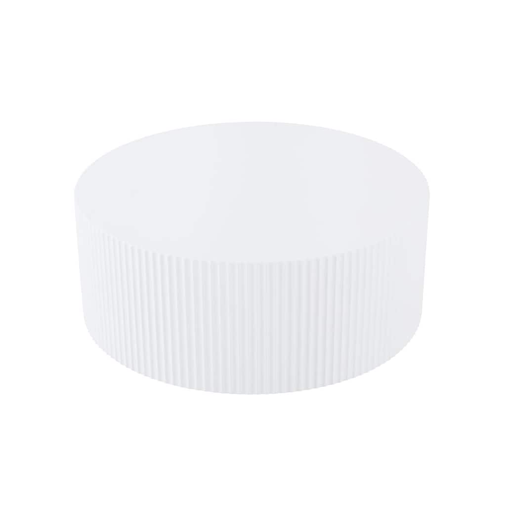 Modern Coffee Table Round Coffee Table Stylish Coffee Table with Hand-Carved Relief, for Living Room‌, White