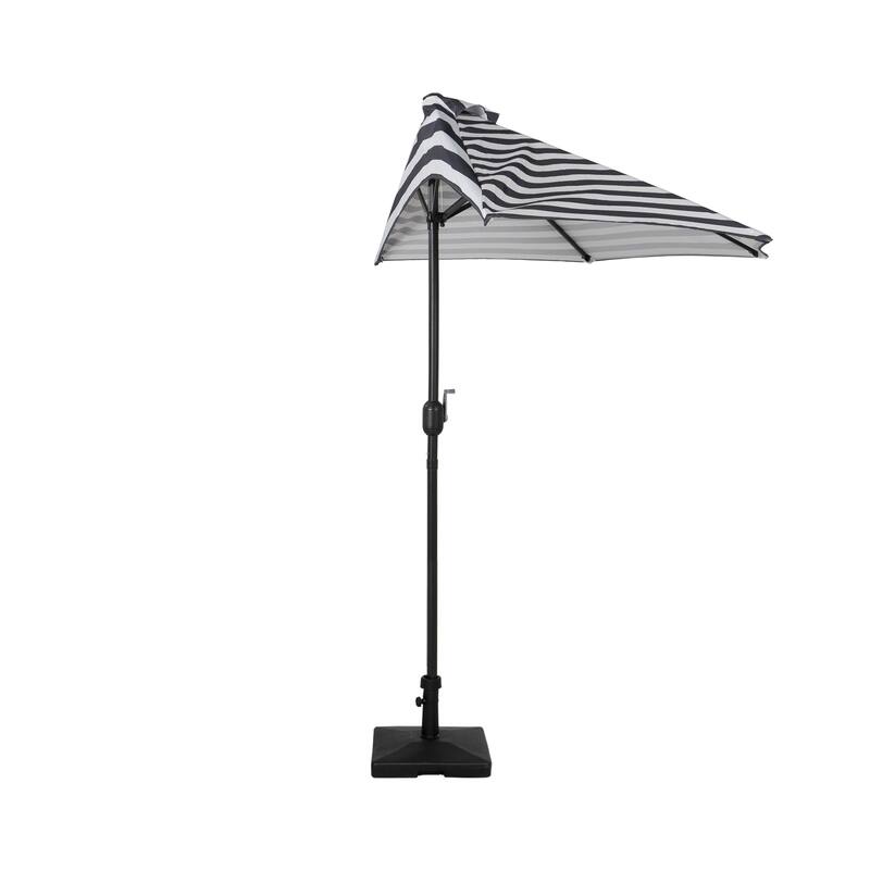 9 ft Half Market Umbrella With Heavy Duty Concrete Base Stand