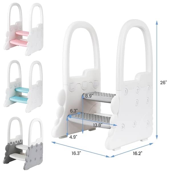 dimension image slide 0 of 2, Toddler Step Stool for Bathroom Sink, Ronipic 2 Step Stools for Kids, Anti-Slip Stool