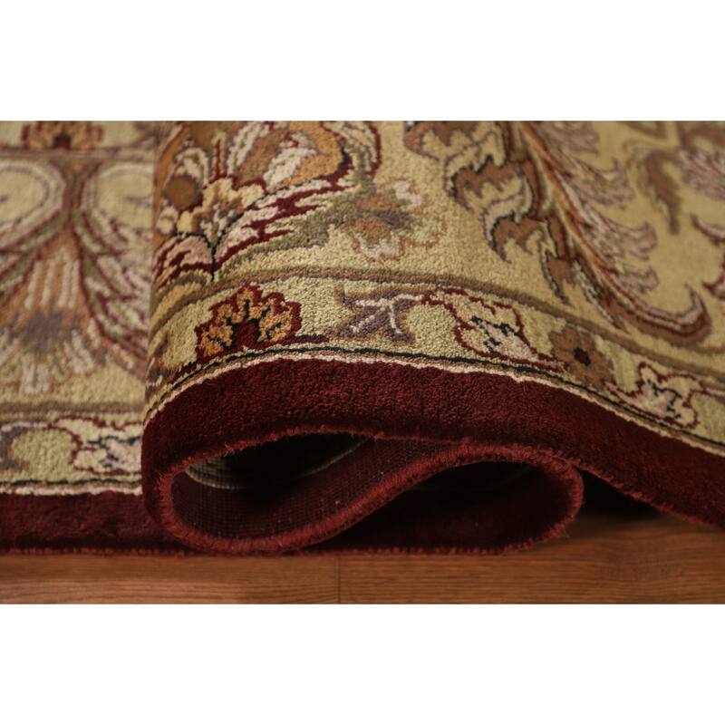 Red Floral Agra Indian Area Rug Hand-Knotted Wool Carpet - 8'3"x 10'1"