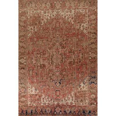 Traditional Heriz Persian Vintage Area Rug Hand-Knotted Wool Carpet - 9'9"x 12'10"